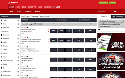 Página en vivo de eSports en Sportium.